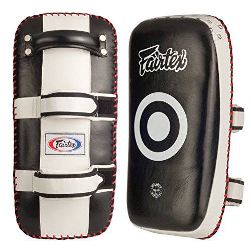 Fairtex Almohadillas para Muay Thai (2 Unidades), curvadas estándar, Color Negro y Blanco
